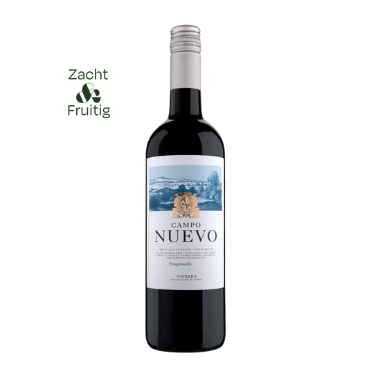 Campo Nuevo Tempranillo met volle, zachte Spaanse rode wijn; tonen van rood fruit en een warme, soepele uitstraling