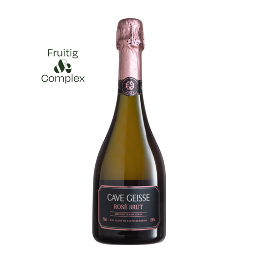 Cave Geisse Brut Rosé: elegante Braziliaanse mousserende wijn met rood fruit, fijne mousse en minerale frisheid. Perfect als aperitief of bij lichte gerechten
