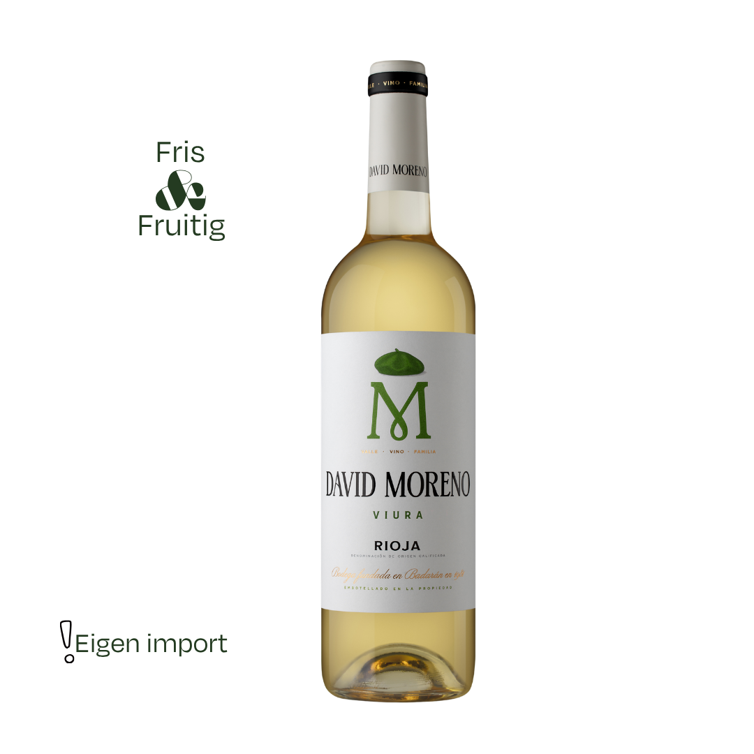 David Moreno Blanco, Rioja Blanco, witte Rioja, Viura wijn, Rioja Alta wit, frisse witte wijn Spanje, wijn bij vis, wijn bij tapas, witte Rioja kopen
