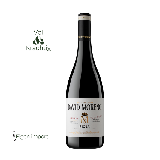 Heerlijke fles Rioja Reserva van David Moreno rechtstreeks geimporteerd en exclusief in Nederland via WijnGezin