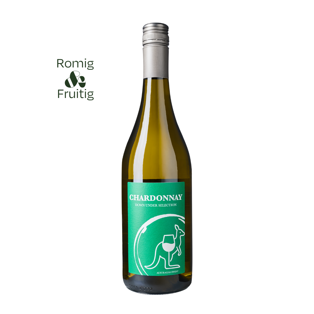 Fles Down Under Selection Chardonnay – moderne Australische Chardonnay met perzik, citrus en subtiele vanille.