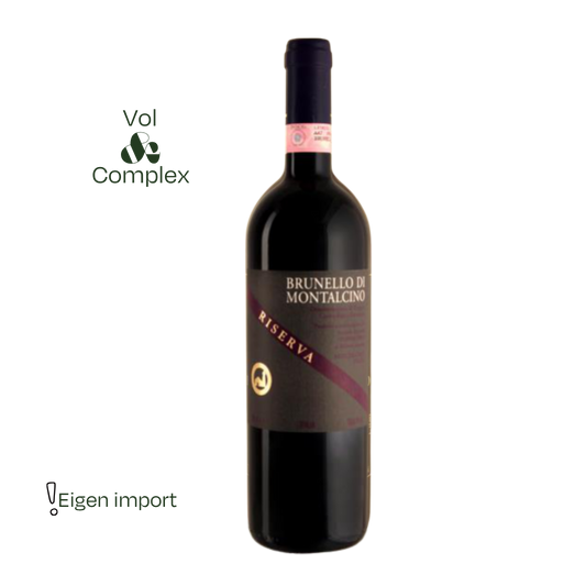 Fornacina Brunello di Montalcino Riserva 2020 , een krachtige, elegante Brunello met kersen, kruiden en lange afdronk. Traditioneel gemaakt, topkwaliteit uit Montalcino